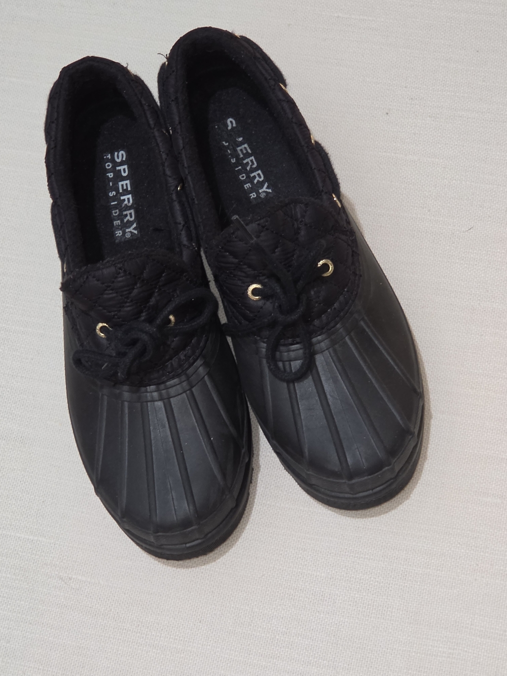 Sperry Women’s Black Quilted Duck Shoes Size 8.5